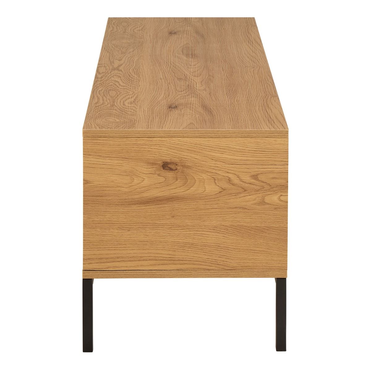Seaford TV Cabinet 2 Doors 1 Drawer In Matt Wild Oak with Black Legs - Price Crash Furniture