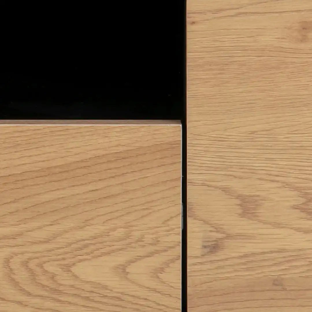 Seaford TV Unit 2 Doors 1 Drawer in Black & Oak - Price Crash Furniture