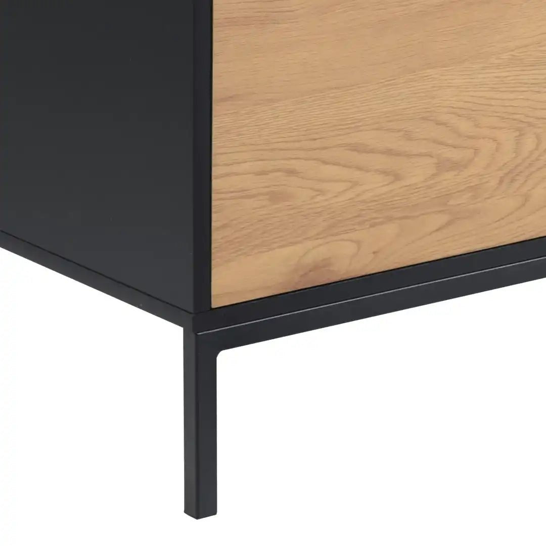 Seaford TV Unit 2 Doors 1 Drawer in Black & Oak - Price Crash Furniture
