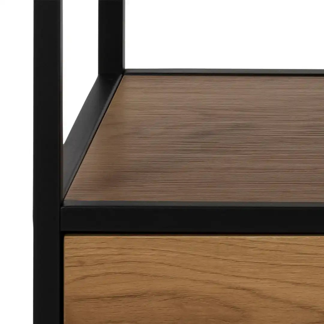 Seaford TV Unit 2 Drawers in Black & Oak - Price Crash Furniture