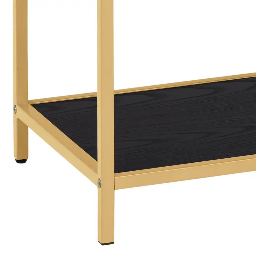 Seaford Wide Gold Metal Bookcase with 4 Black Shelves - Price Crash Furniture