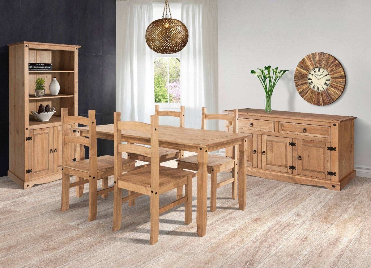 Set of 2 Corona Solid Pine Dining Chairs by Core Products - Price Crash Furniture
