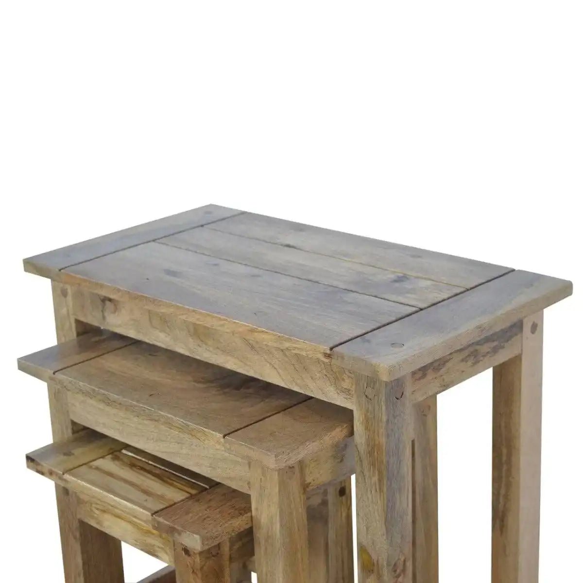 Set of 3 Nesting Table in Oak - effect Mango Wood - Price Crash Furniture