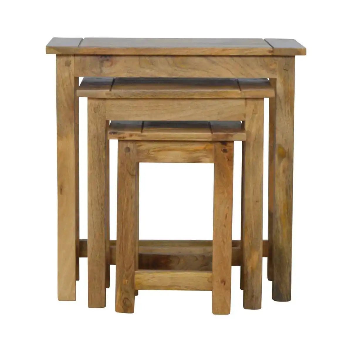 Set of 3 Nesting Table in Oak - effect Mango Wood - Price Crash Furniture