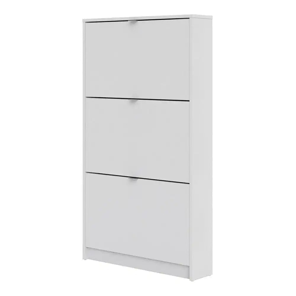 Shoe Cabinet: 2 compartments with 2 layers in Oak & White - Price Crash Furniture