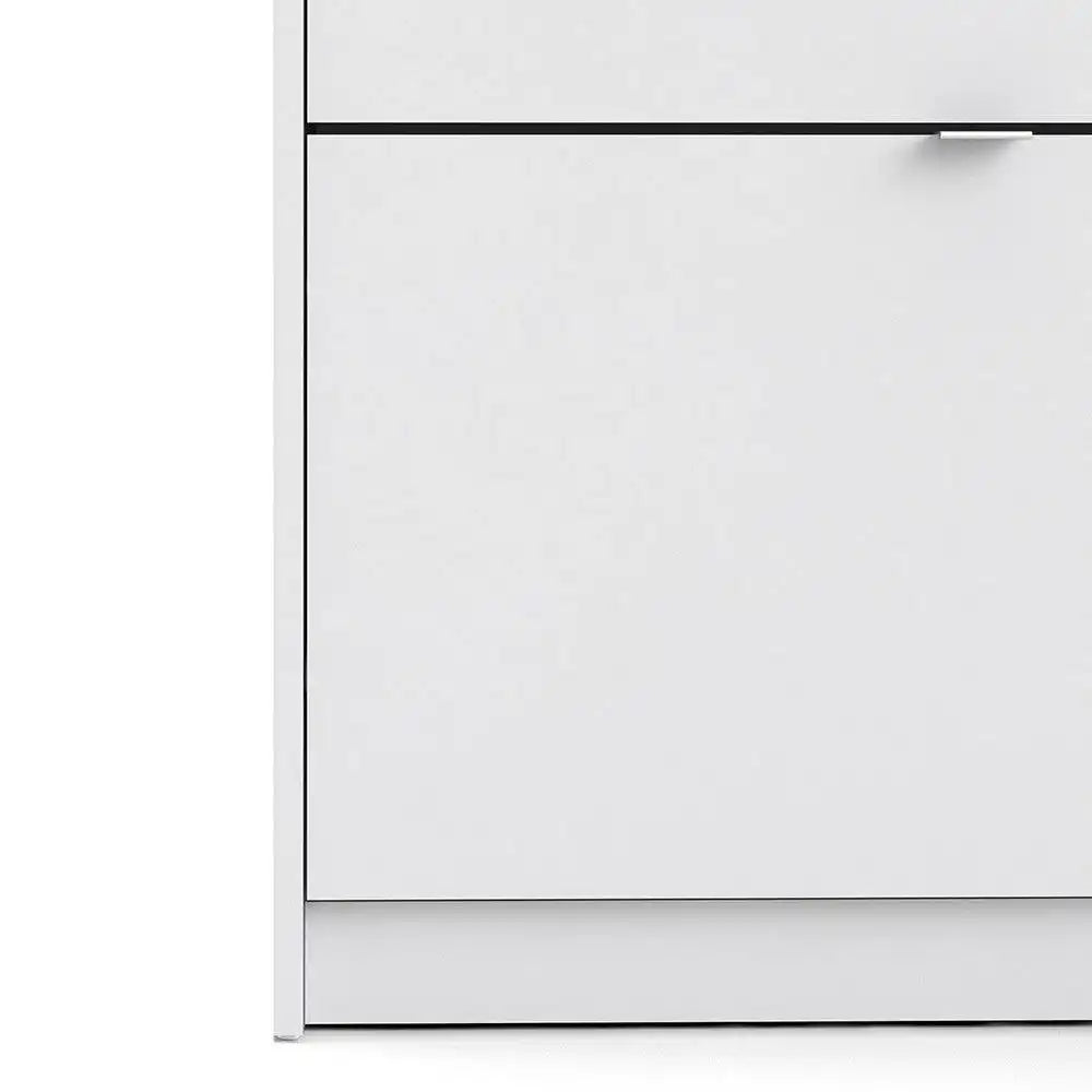 Shoe Cabinet: 2 compartments with 2 layers in Oak & White - Price Crash Furniture