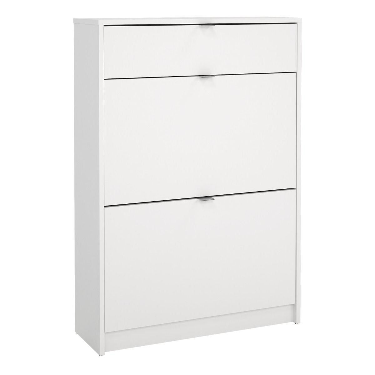 Shoe Cabinet 2 Flip Down Doors & 1 Drawer In White - Price Crash Furniture