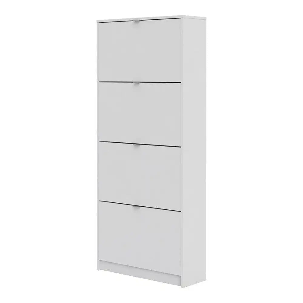 Shoe Cabinet: 4 compartments with 2 layers in Oak & White - Price Crash Furniture