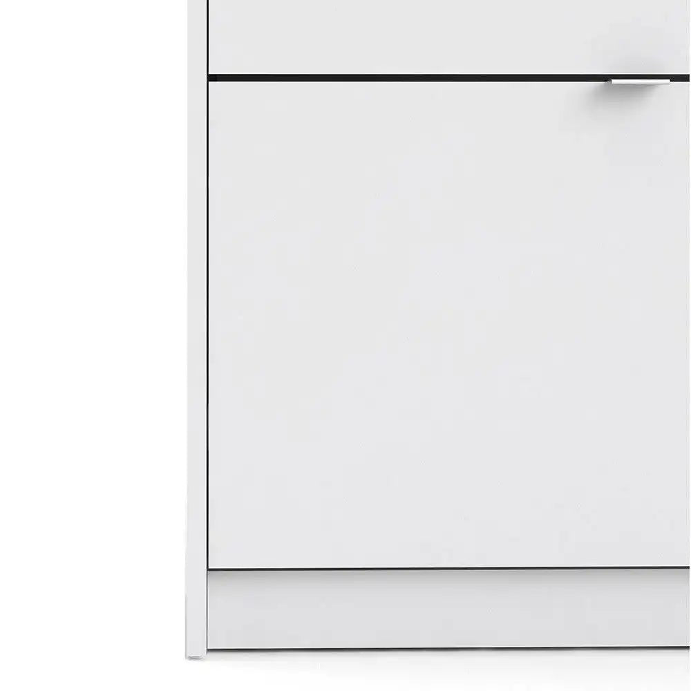 Shoe Cabinet: 4 compartments with 2 layers in Oak & White - Price Crash Furniture