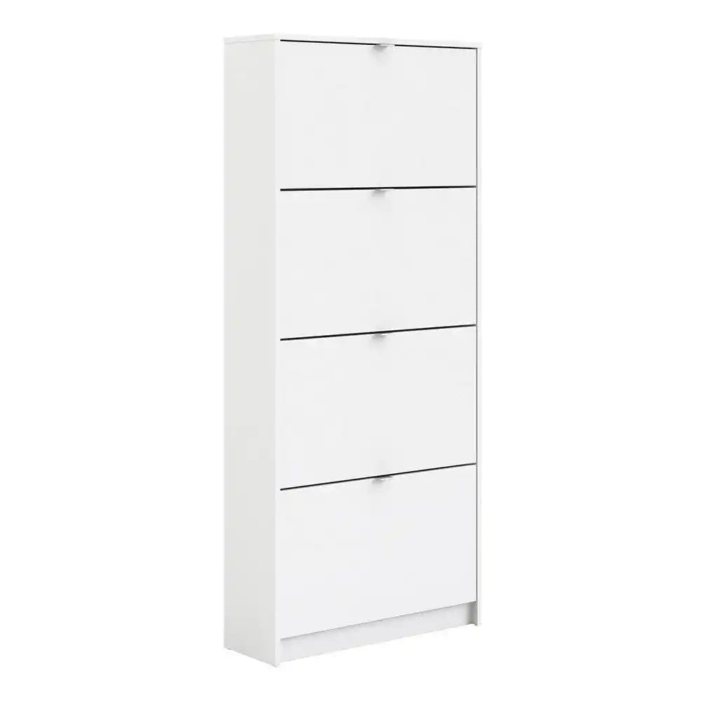 Shoe Cabinet: 4 compartments with 2 layers in Oak & White - Price Crash Furniture