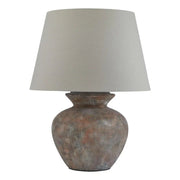 Siena Brown Round Table Lamp With Linen Shade - Price Crash Furniture
