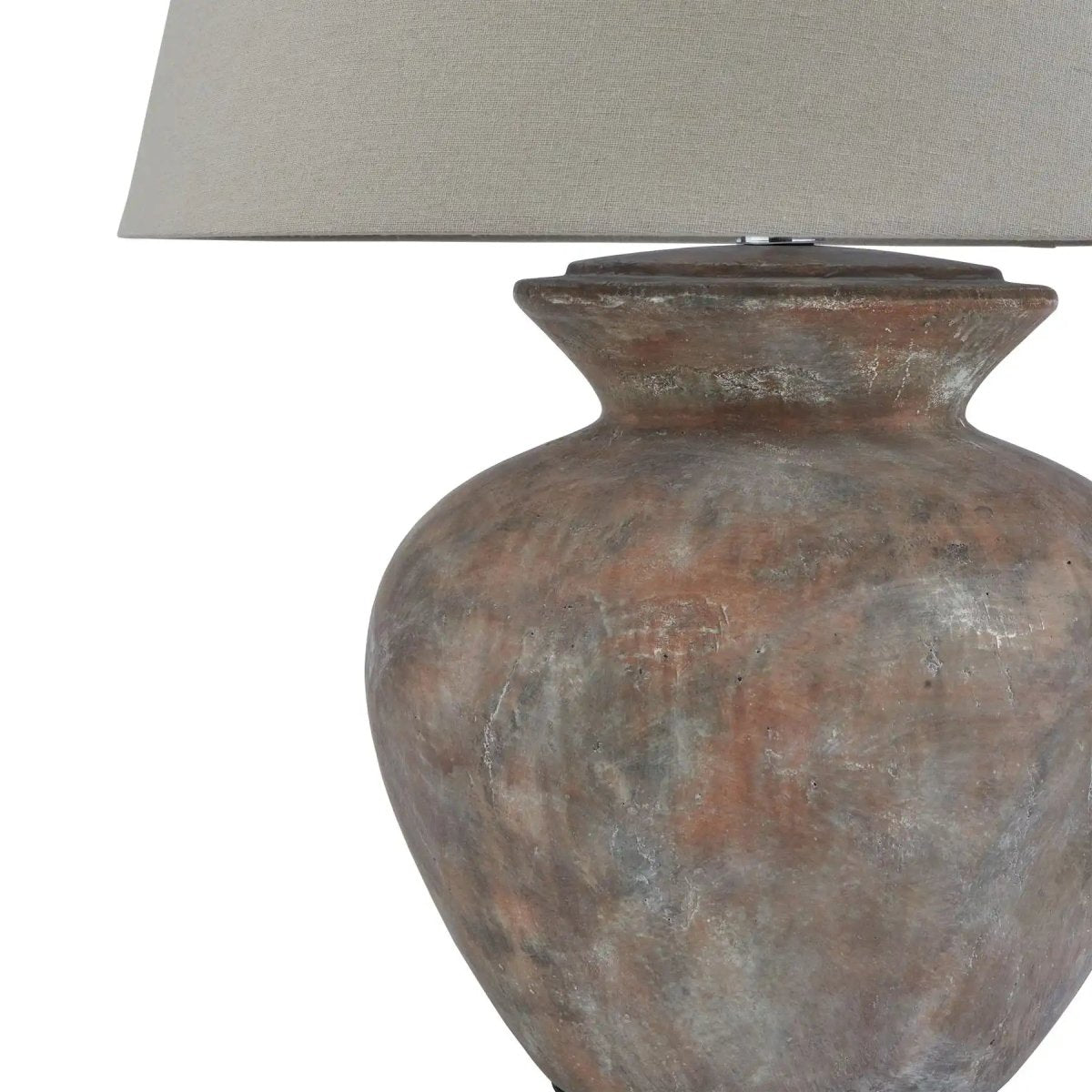 Siena Brown Round Table Lamp With Linen Shade - Price Crash Furniture