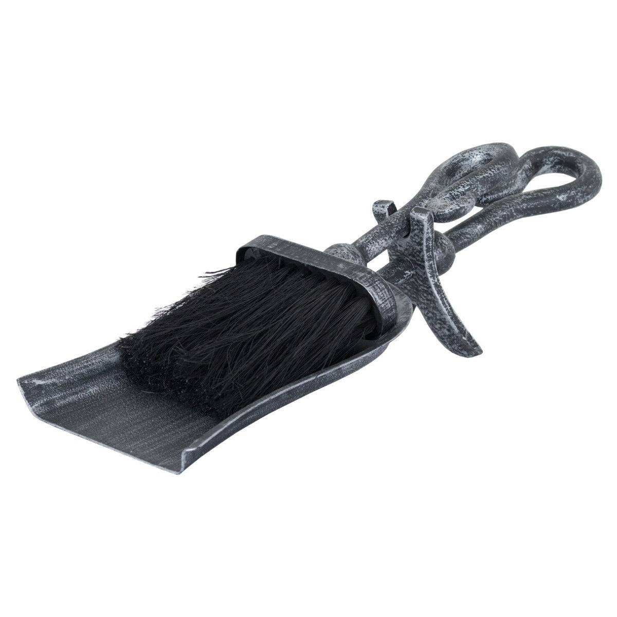 Silver Brushed Steel Crook Top Hearth Tidy Set - Price Crash Furniture
