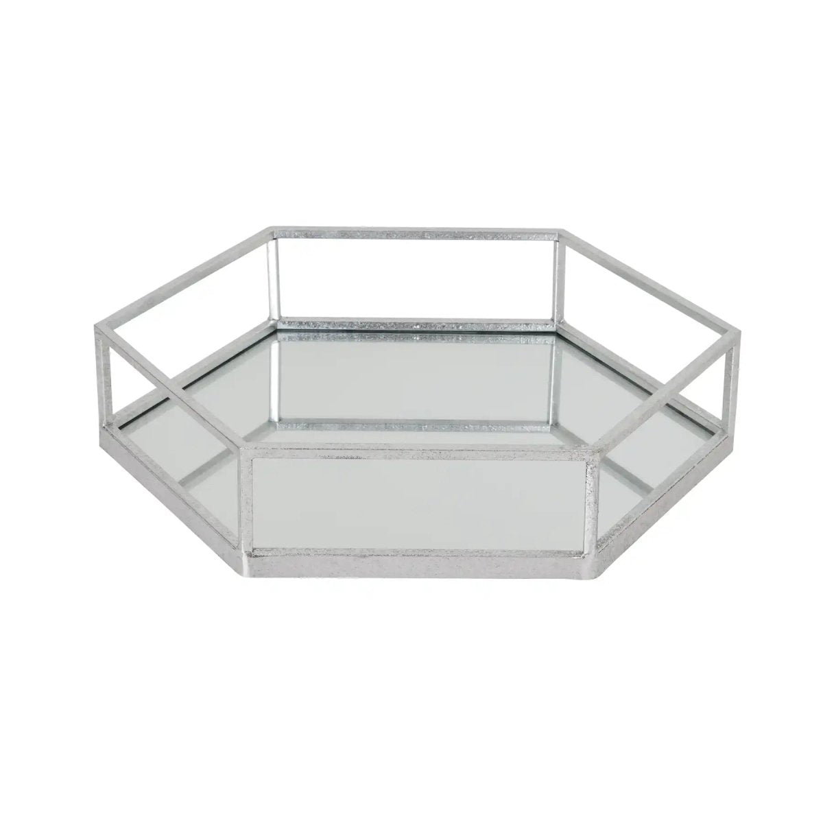 Silver Hexagon Set Of Two Trays - Price Crash Furniture