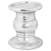 Silver Punch Faced Ceramic Large Candle Holder - Price Crash Furniture