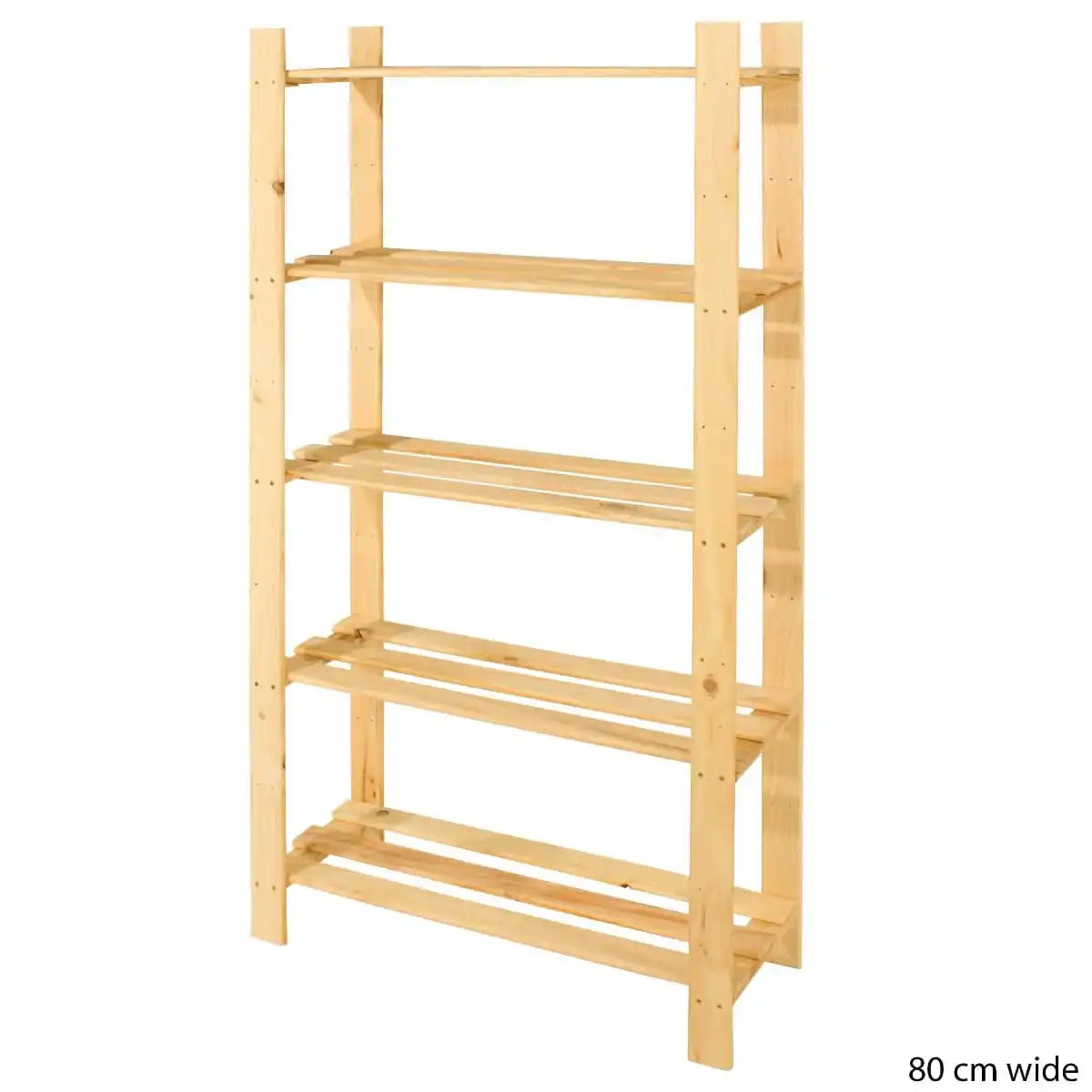 Simple and Natural Wood 80x160cm 5-Tier Shelf Unit by Core - Price Crash Furniture