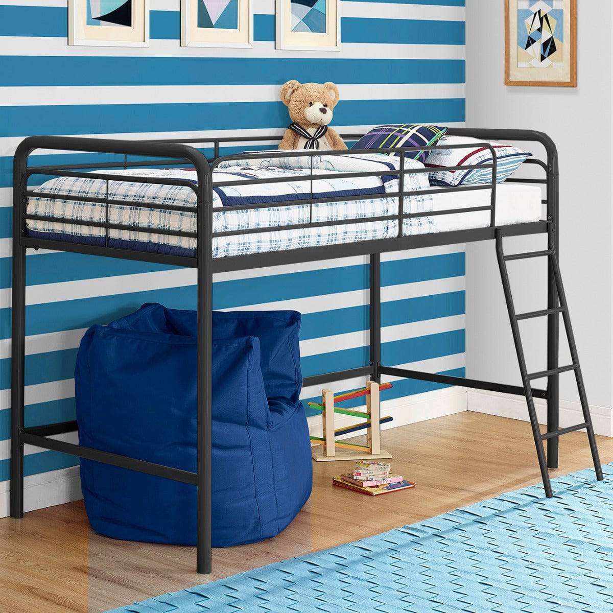 Single Mid - sleeper Bunk Bed in Black Metal by Dorel - Price Crash Furniture