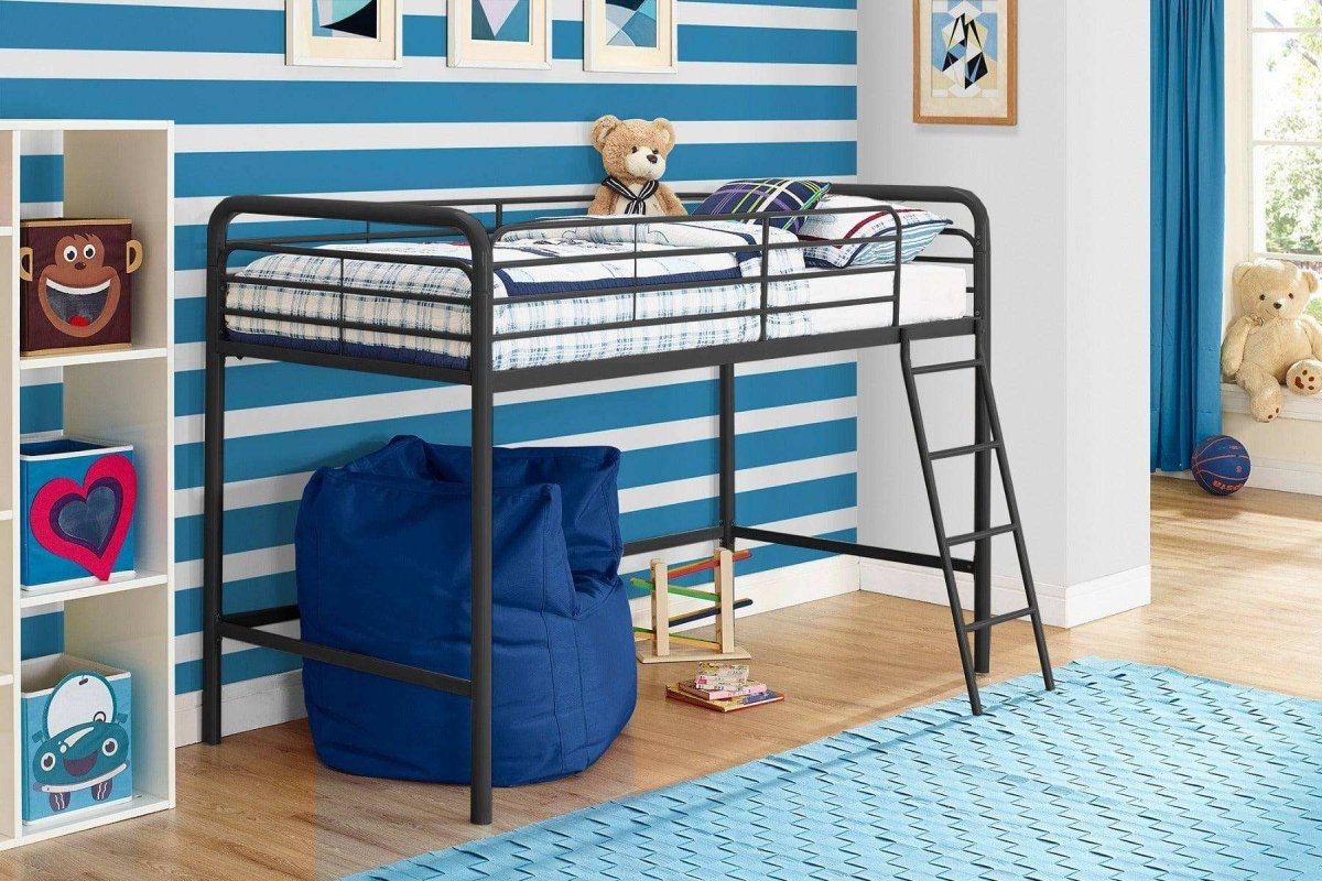 Single Mid - sleeper Bunk Bed in Black Metal by Dorel - Price Crash Furniture