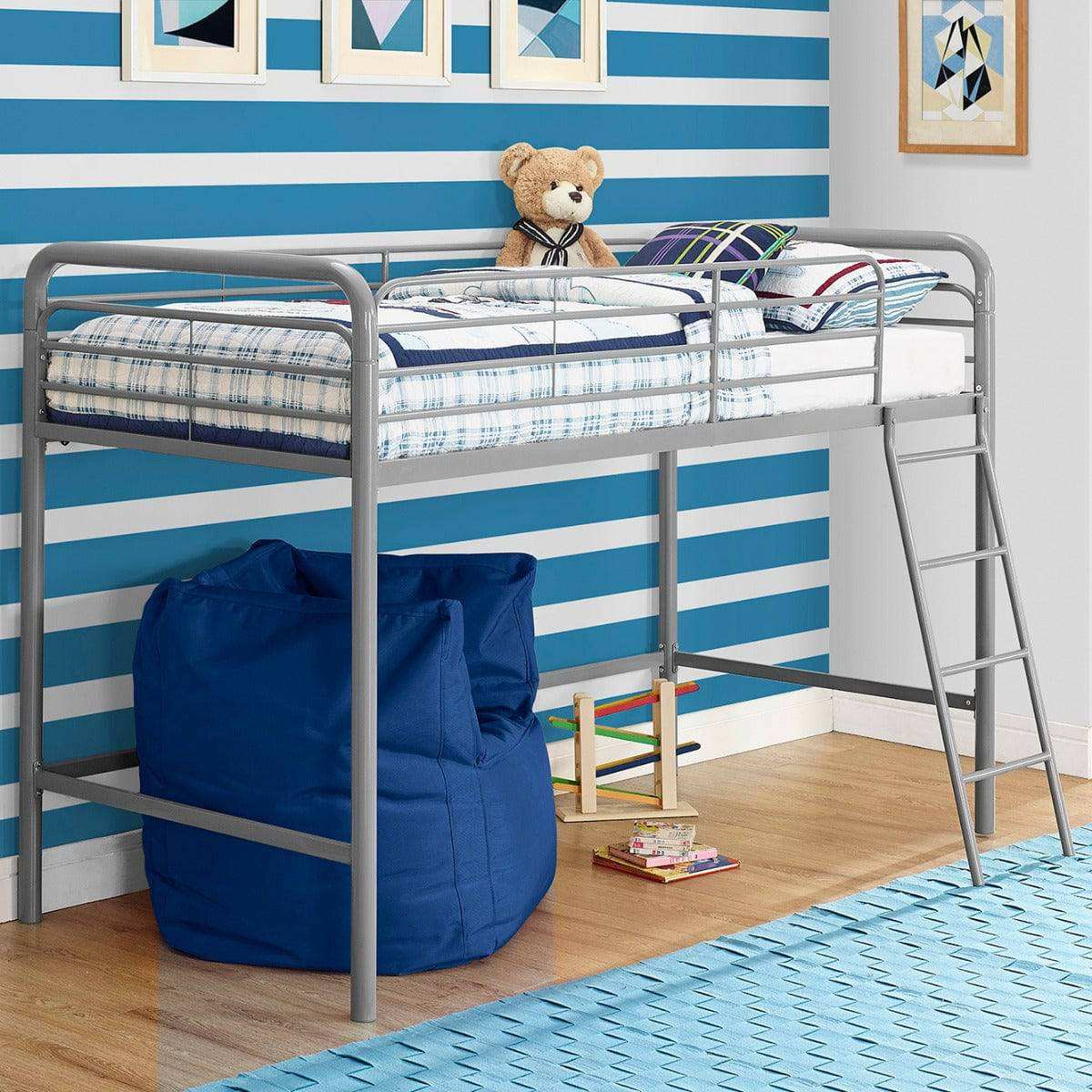 Single Mid - sleeper Bunk Bed in Grey Metal by Dorel - Price Crash Furniture