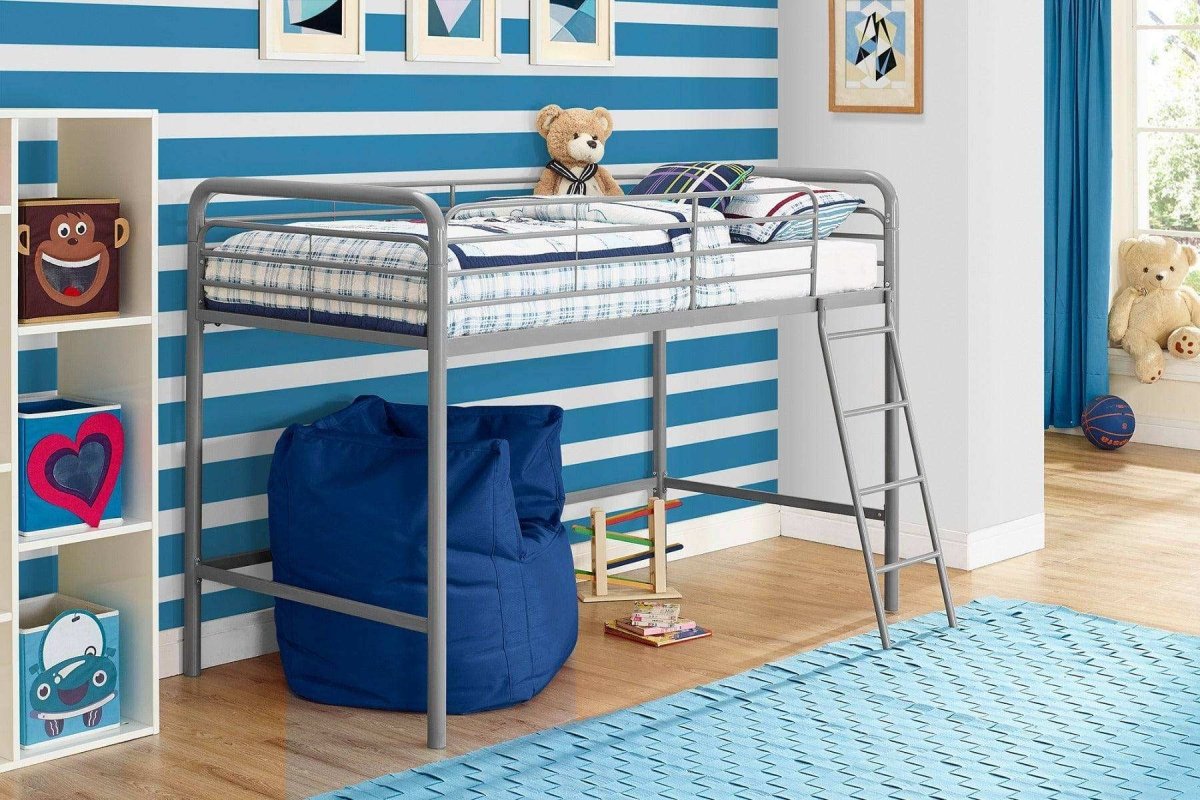 Single Mid - sleeper Bunk Bed in Grey Metal by Dorel - Price Crash Furniture