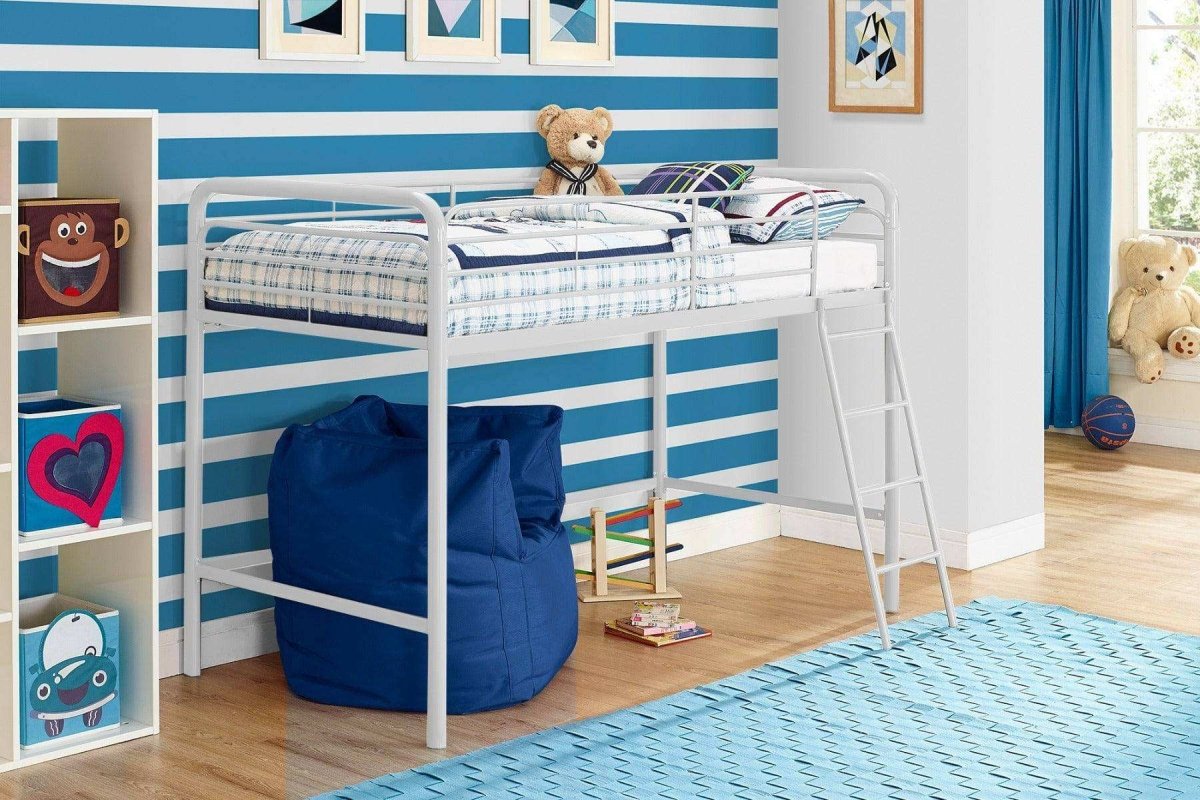 Single Mid - sleeper Bunk Bed in White Metal by Dorel - Price Crash Furniture