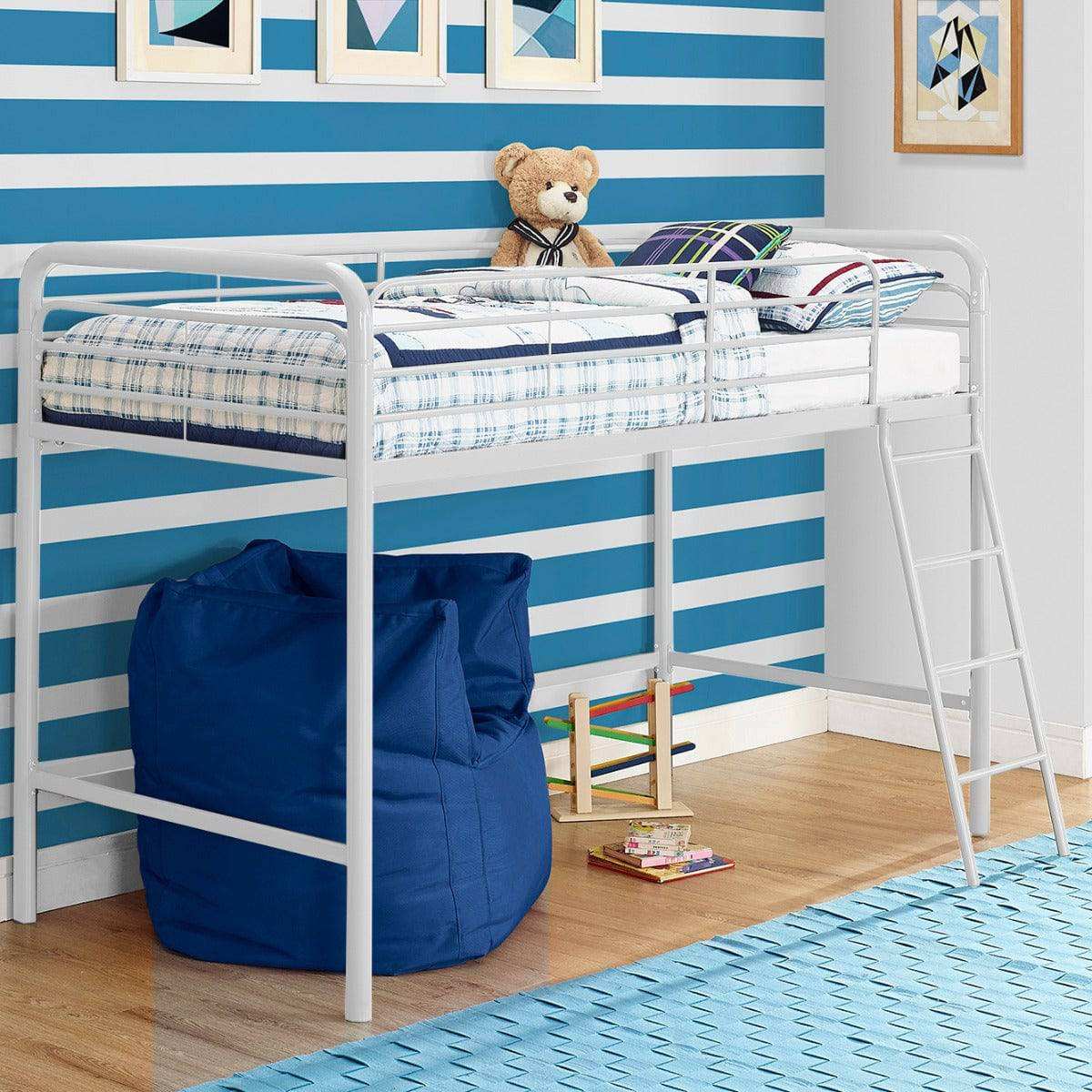 Single Mid - sleeper Bunk Bed in White Metal by Dorel - Price Crash Furniture