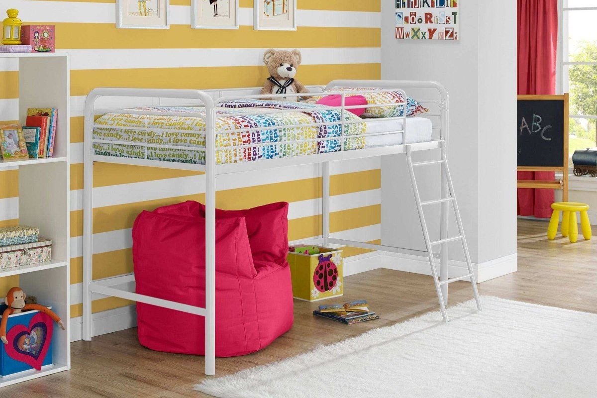 Single Mid - sleeper Bunk Bed in White Metal by Dorel - Price Crash Furniture