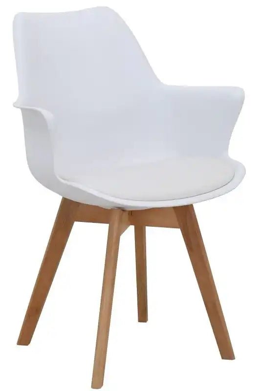 Skandi Dining Chair, white and beech - Price Crash Furniture