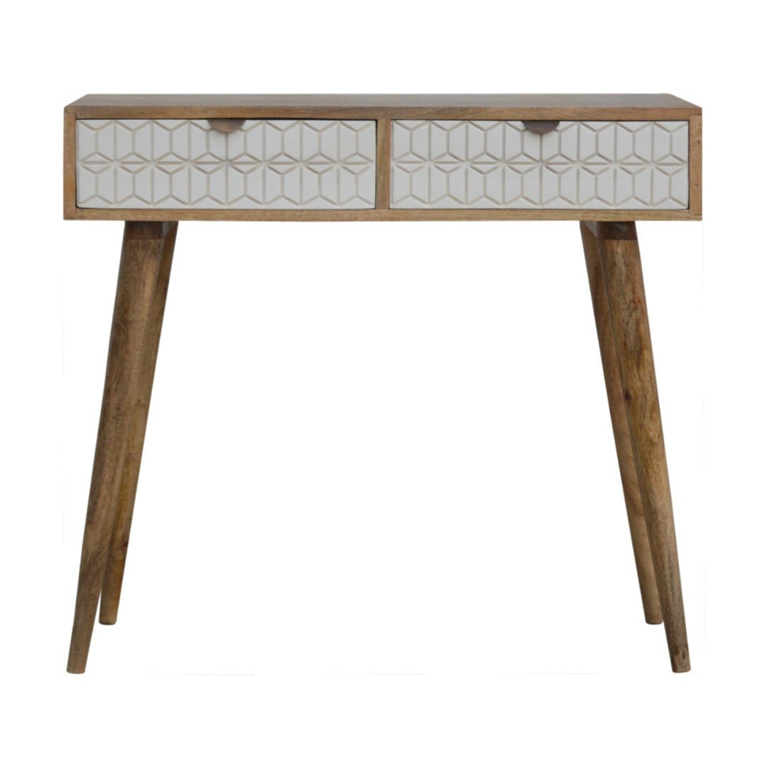 Sleek White Painted Carved Drawer Front Console Table - Price Crash Furniture