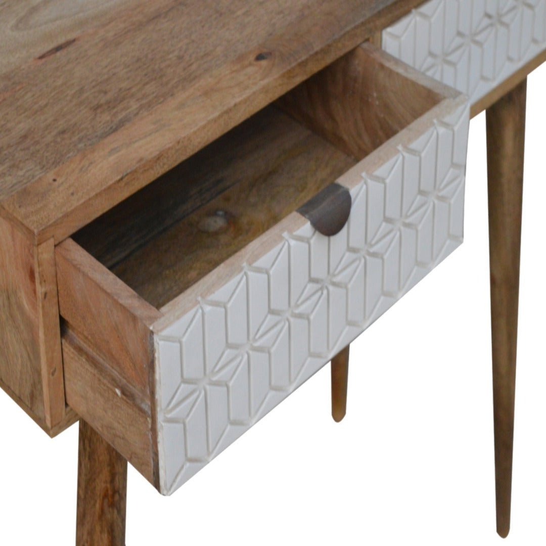 Sleek White Painted Carved Drawer Front Console Table - Price Crash Furniture