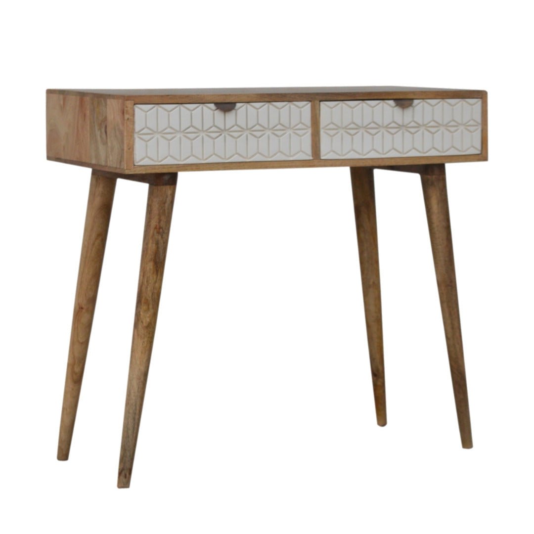 Sleek White Painted Carved Drawer Front Console Table - Price Crash Furniture