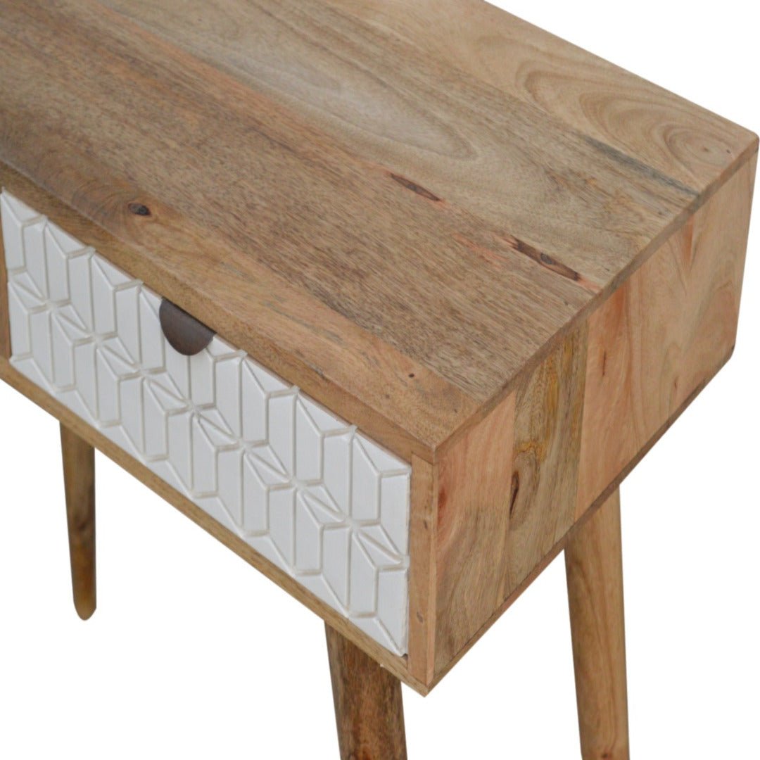 Sleek White Painted Carved Drawer Front Console Table - Price Crash Furniture