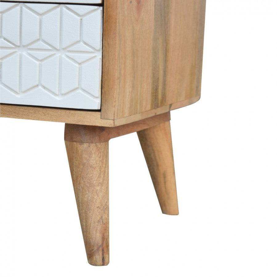 Sleek White Painted Carved Drawer Front Media Unit - Price Crash Furniture