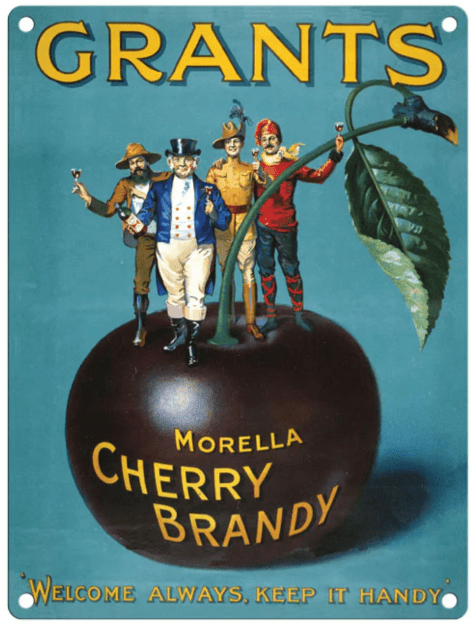 Small Metal Sign 45 x 37.5cm Vintage Retro Grants Cherry Brandy - Price Crash Furniture