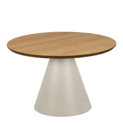 Soli Low Round Coffee Table in Oak/Grey 65x43cm - Price Crash Furniture