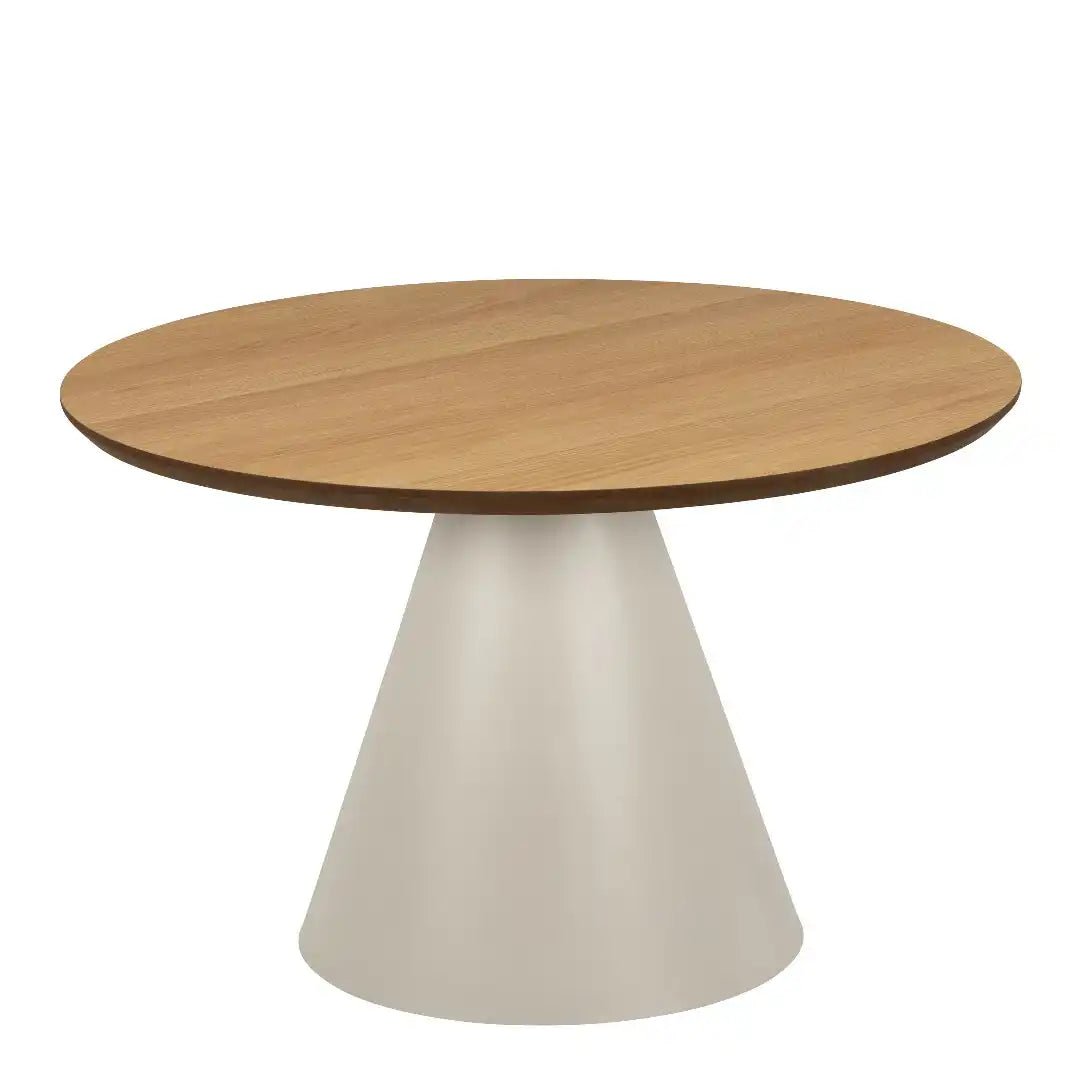 Soli Low Round Coffee Table in Oak/Grey 65x43cm - Price Crash Furniture