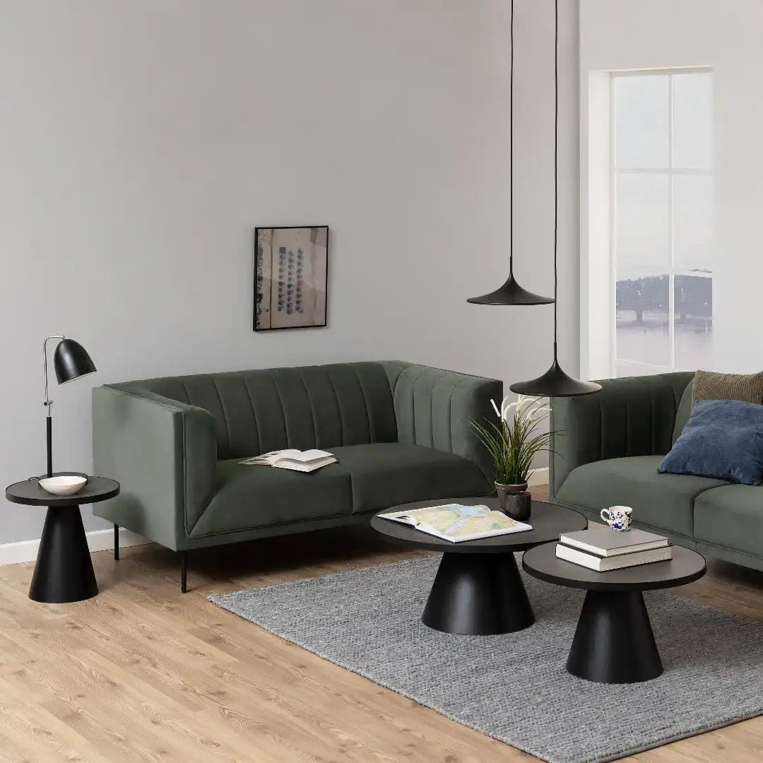 Soli Round Ceramic Coffee Table in Black 45.7x45cm - Price Crash Furniture
