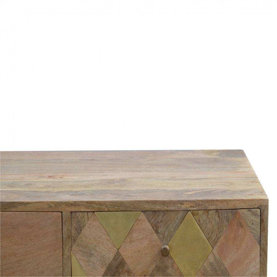 Solid Wood 2 Drawer Writing Desk With Gold Brass Insert - Price Crash Furniture