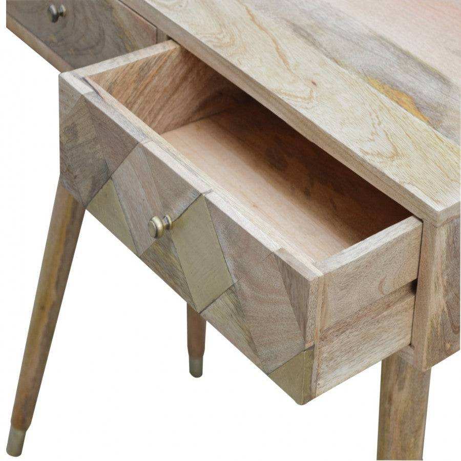 Solid Wood 4 Drawer Coffee Table With Gold Brass Insert Drawer Front - Price Crash Furniture