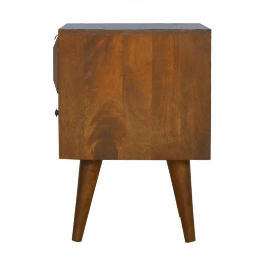 Solid Wood Bedside With Carved Drawer Front - Price Crash Furniture
