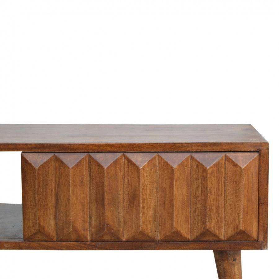Solid Wood Coffee Table With Carved Drawer Front - Price Crash Furniture