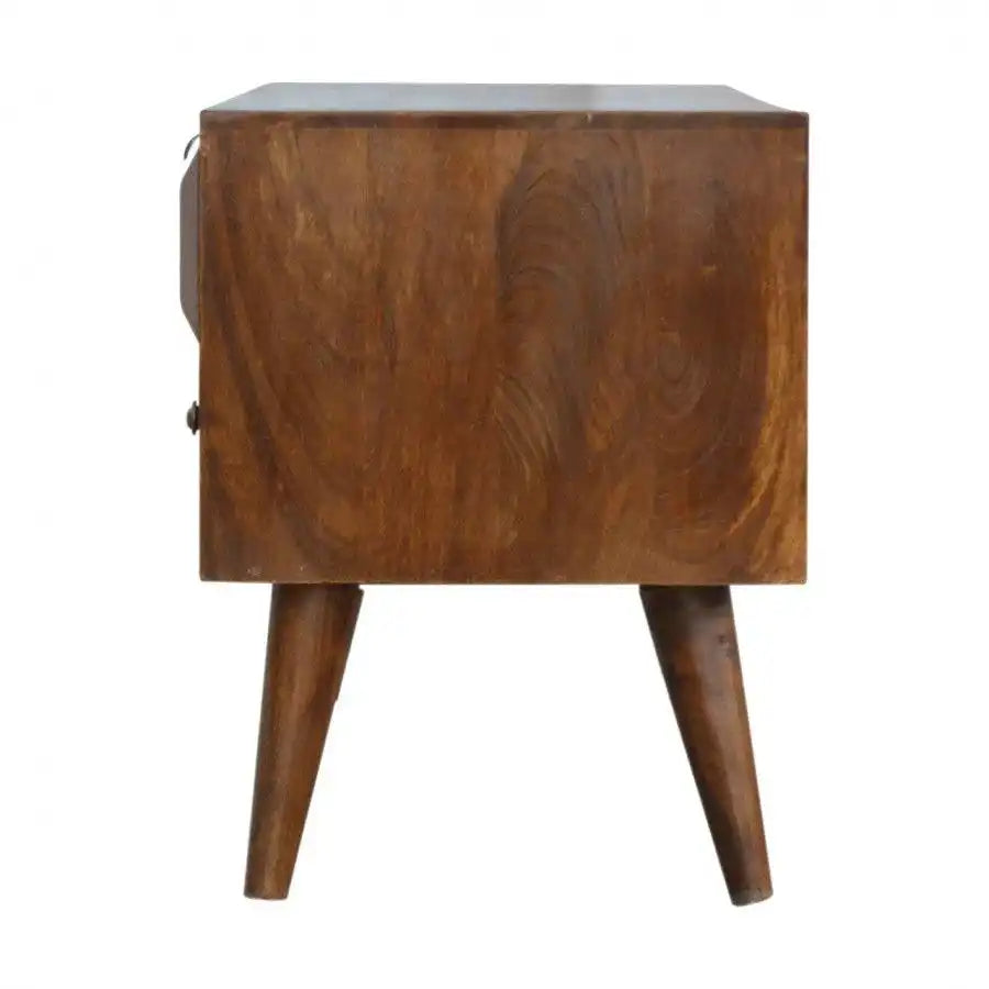 Solid Wood Media Unit With Carved Drawer Front - Price Crash Furniture