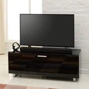 Sorrento Black High gloss TV Storage Cabinet, Bonded glass top, Aluminium feet 1200 mm - Price Crash Furniture
