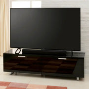 Sorrento Black High Gloss TV Storage Cabinet, Bonded glass top, Aluminium feet 1600 mm - Price Crash Furniture