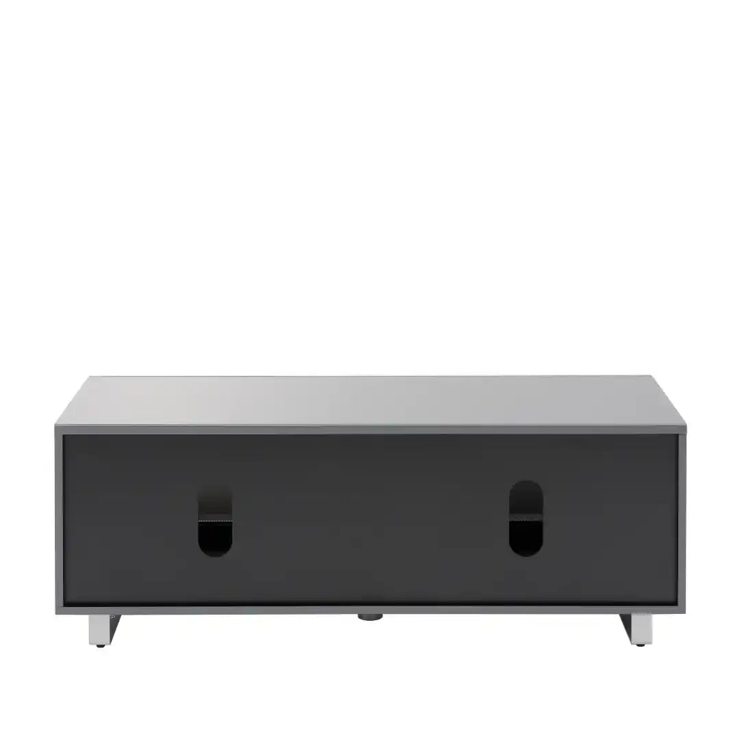 Sorrento Grey High gloss TV Storage Cabinet, Bonded glass top, Aluminium feet 1200 mm - Price Crash Furniture