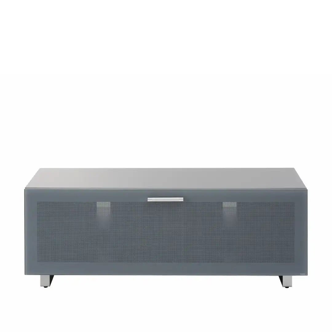Sorrento Grey High gloss TV Storage Cabinet, Bonded glass top, Aluminium feet 1200 mm - Price Crash Furniture