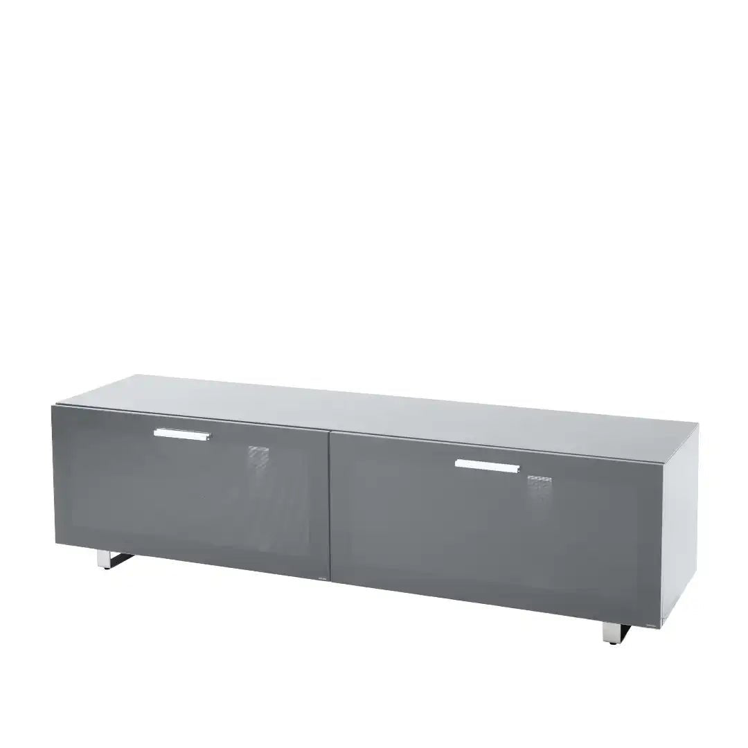 Sorrento Grey High Gloss TV Storage Cabinet, Bonded glass top, Aluminium feet 1600 mm - Price Crash Furniture