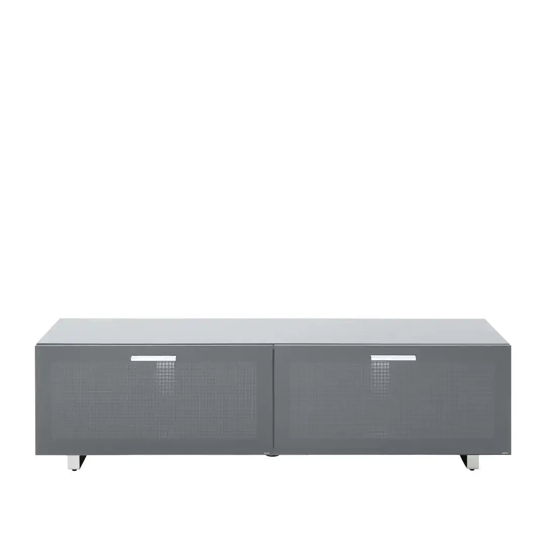 Sorrento Grey High Gloss TV Storage Cabinet, Bonded glass top, Aluminium feet 1600 mm - Price Crash Furniture
