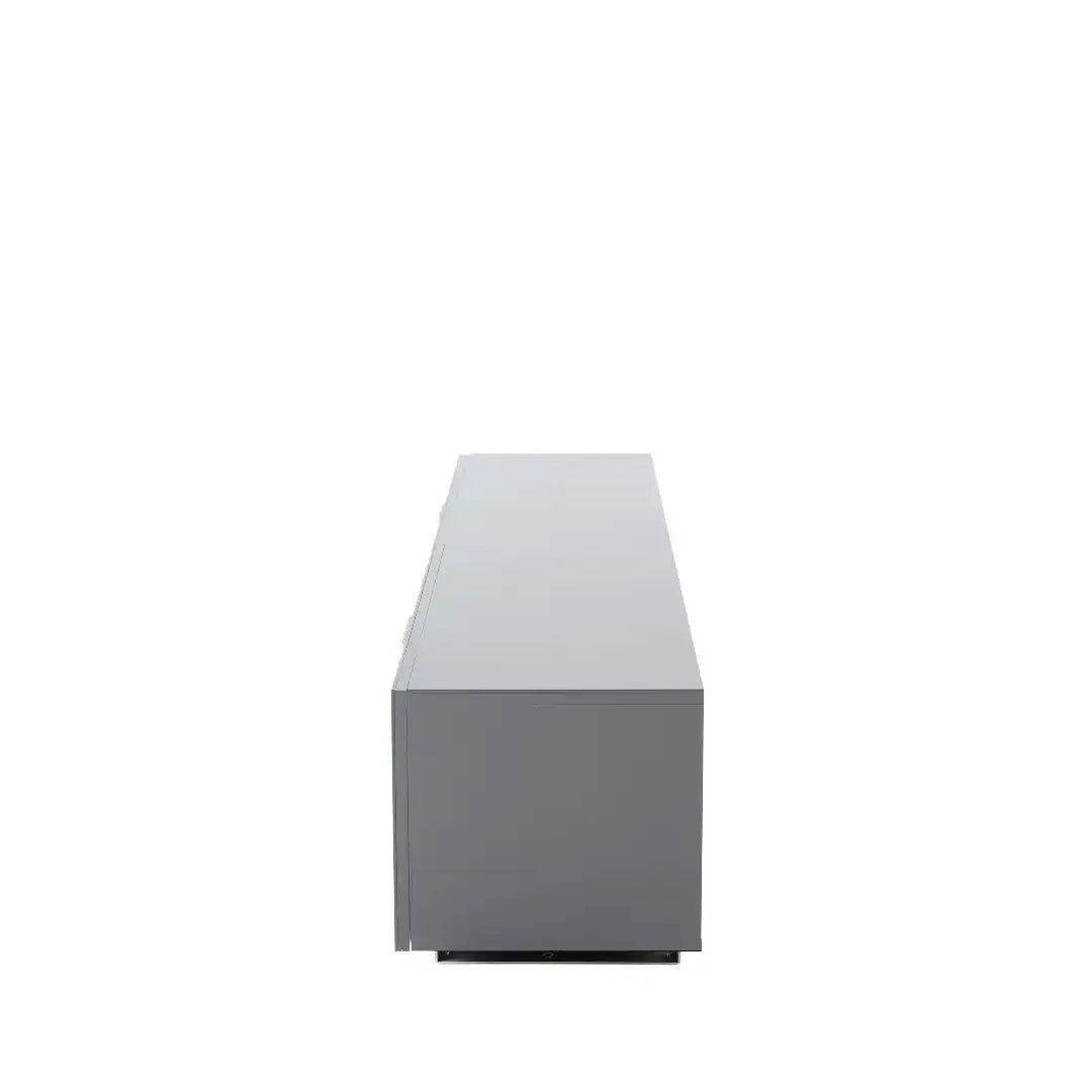 Sorrento Grey High Gloss TV Storage Cabinet, Bonded glass top, Aluminium feet 1600 mm - Price Crash Furniture