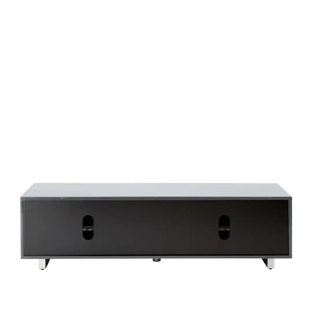 Sorrento Grey High Gloss TV Storage Cabinet, Bonded glass top, Aluminium feet 1600 mm - Price Crash Furniture